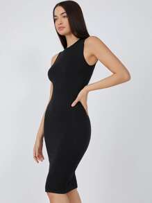 SHEIN BASICS Solid Bodycon Dress