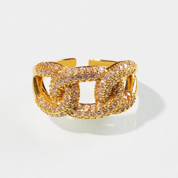 

Men Zircon Decor Ring, Gold