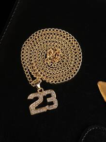 Những người đàn ông thời trang và phổ biến Rhinestone Number Charm Vòng cổ hợp kim cho món quà trang sức và cho một vẻ ngoài sành điệu - Vàng - Xem 1