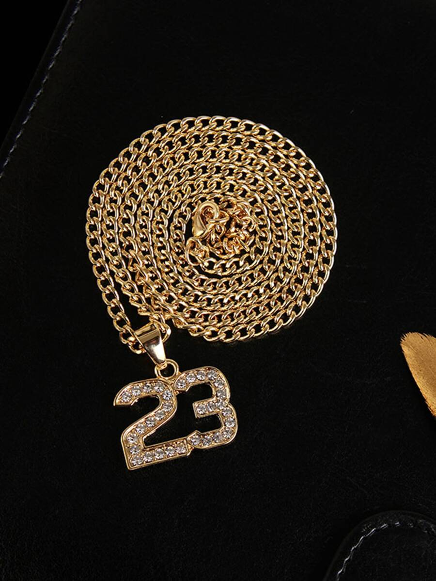 Những người đàn ông thời trang và phổ biến Rhinestone Number Charm Vòng cổ hợp kim cho món quà trang sức và cho một vẻ ngoài sành điệu - Vàng - Xem 1