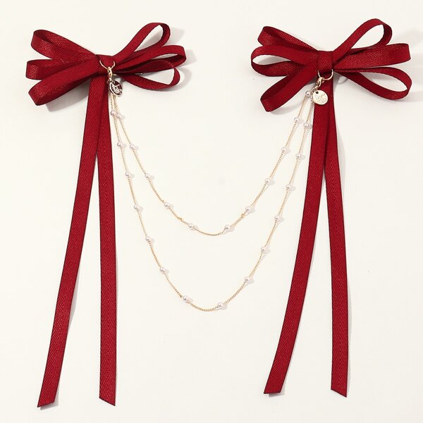 

1pc Bow Knot Decor Hair Clip, Red