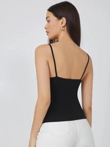 SHEIN BASICS Cami ngọn Bông Chất rắn - màu đen - Xem 2