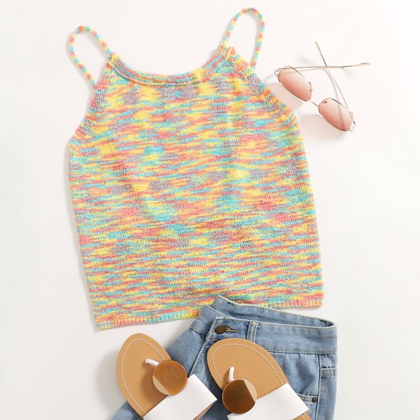 

Space Dye Lace-up Back Knit Top, Multicolor