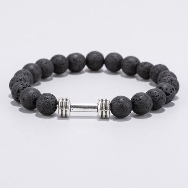 

Men Round Beaded Bracelet, Black
