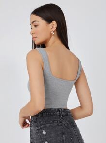 SHEIN BASICS Crop Tank Top - Grey - View 2