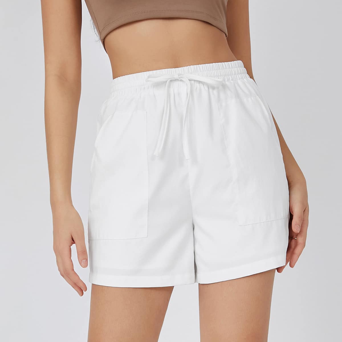 

Tie Waist Wide Leg Shorts, White