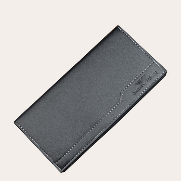 

Men Letter Embossed Long Wallet, Black