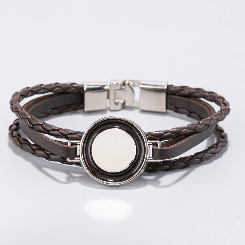 

Guys Round Decor Braided Bracelet, Brown