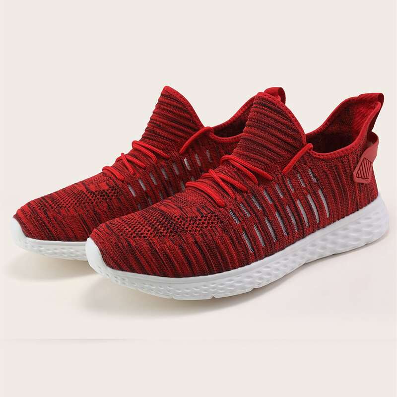 

Guys Lace Up Decor Knit Sneakers, Burgundy