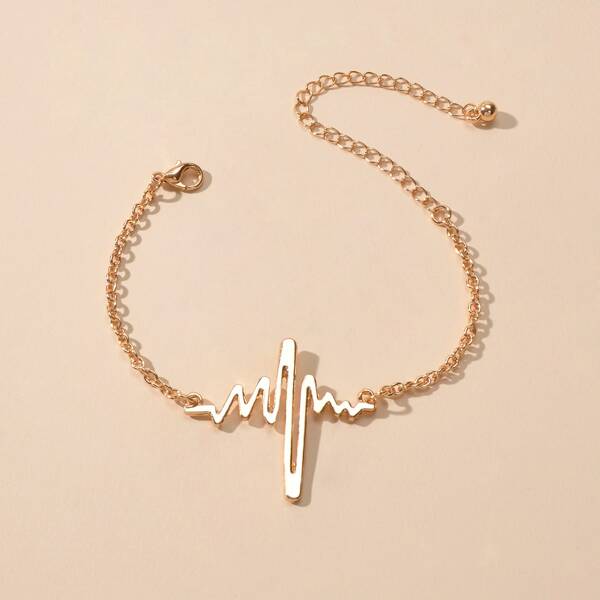 

Heartbeat Decor Chain Bracelet, Gold