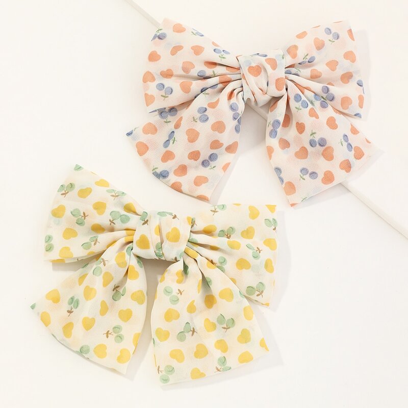 

2pcs Heart Pattern Bow Knot Decor Hair Clip, Multicolor