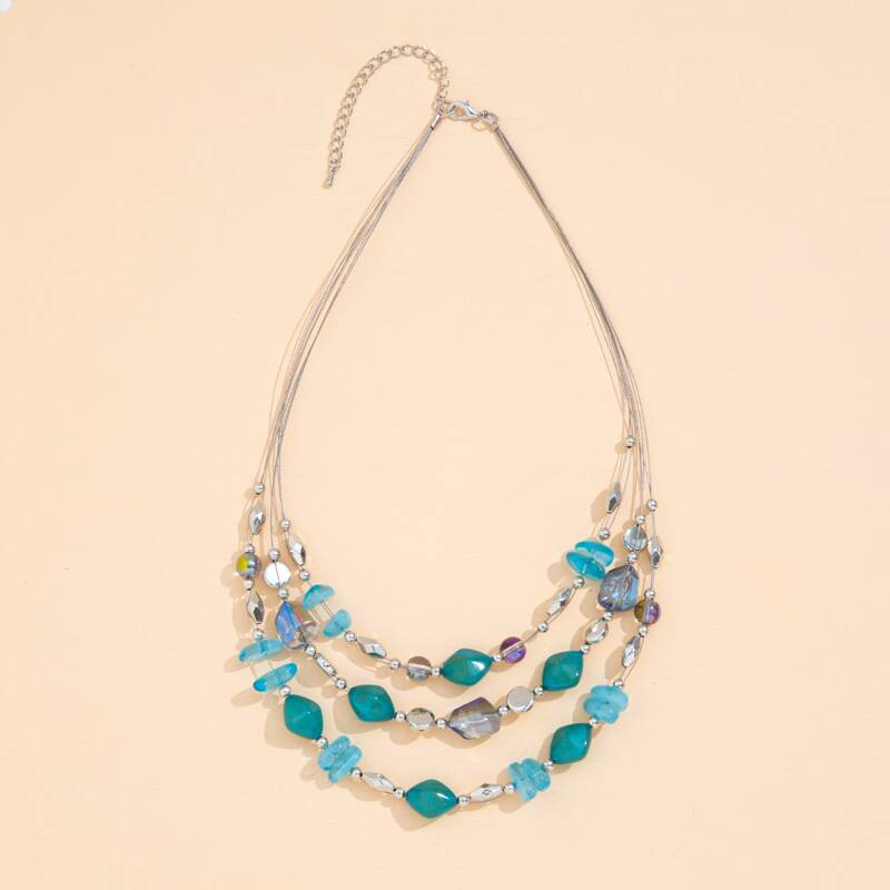 

Crystal Layered Necklace, Blue