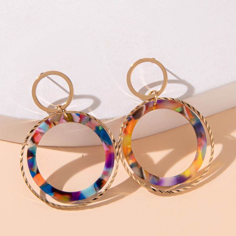 

Layered Ring Drop Earrings, Multicolor