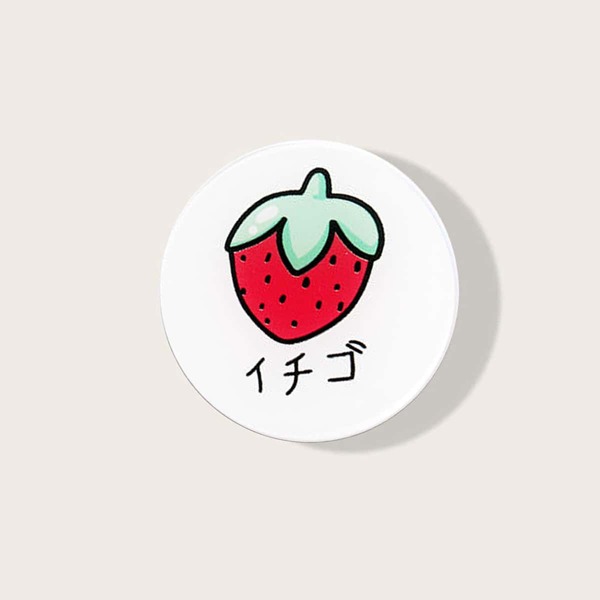 

Strawberry Pattern Pop-Out Phone Grip, White