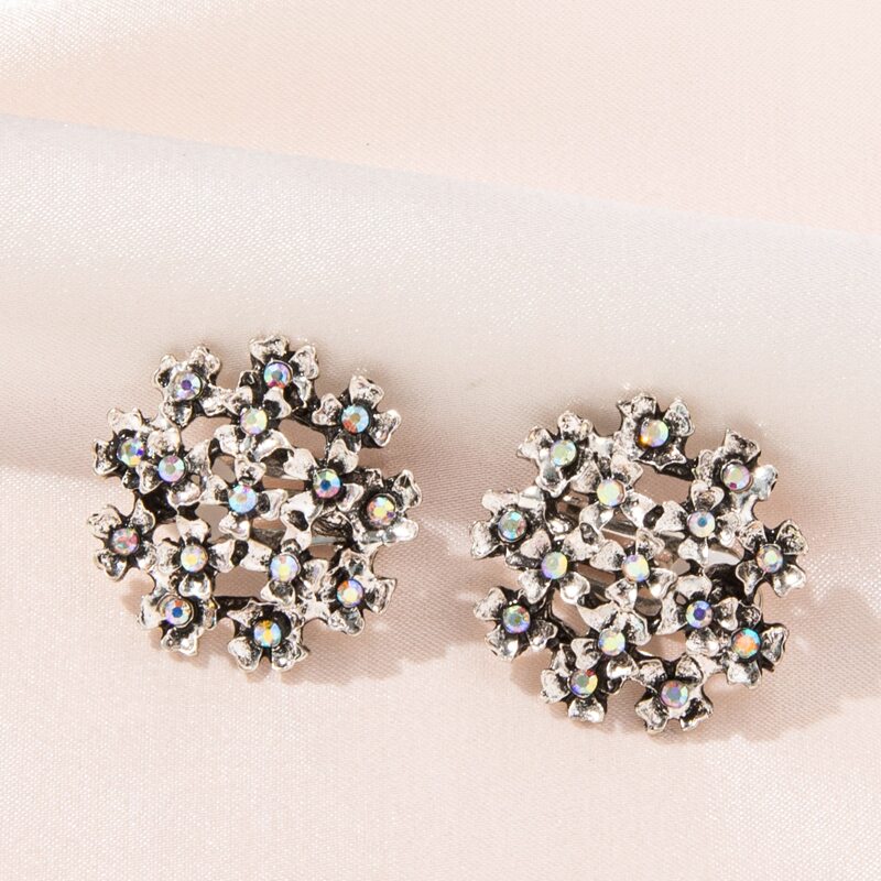 

1pair Rhinestone Floral Ear Cuff, Silver