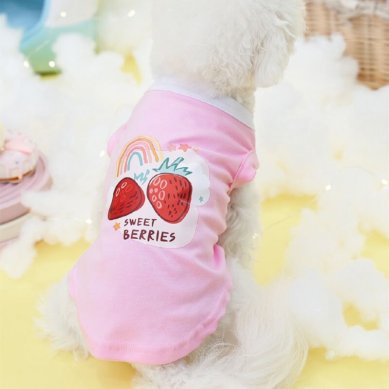 

Strawberry Print Pet Tank Top, Pink