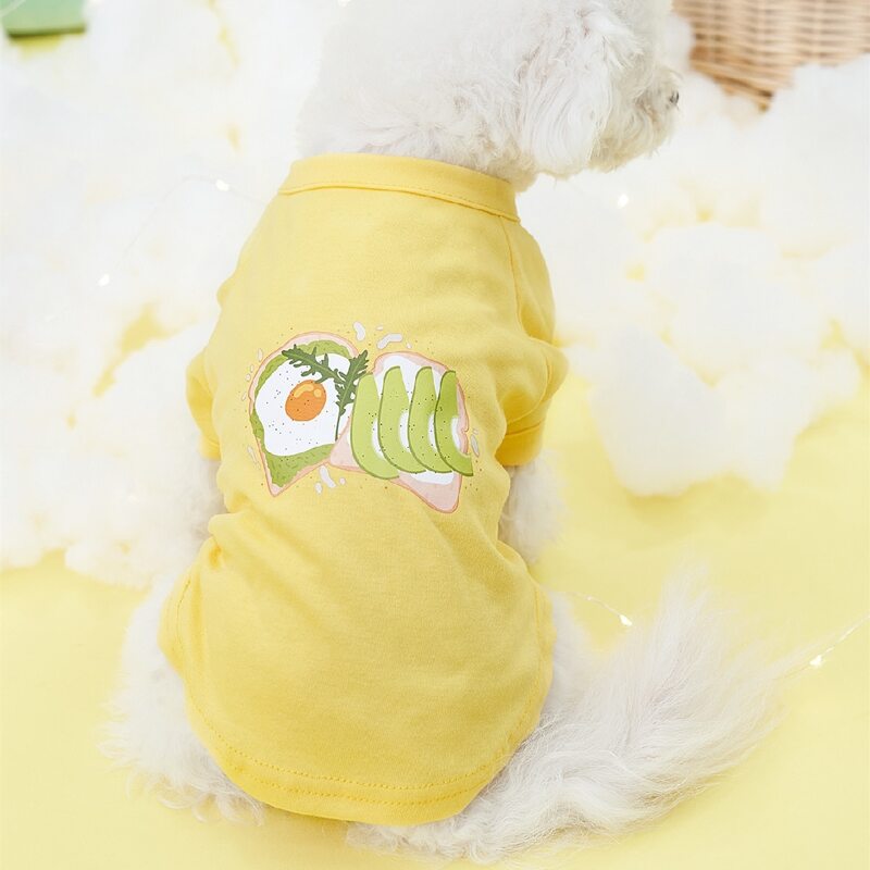

Fried Egg Toast Print Pet Tee, Yellow