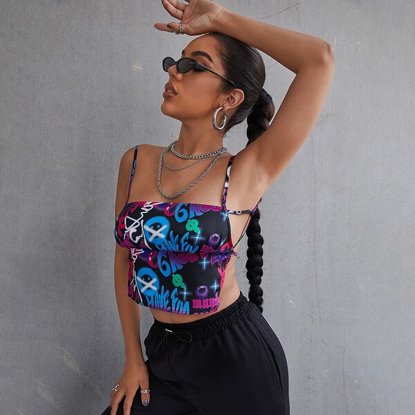 

Open Back Pop Art Print Cami Top, Multicolor