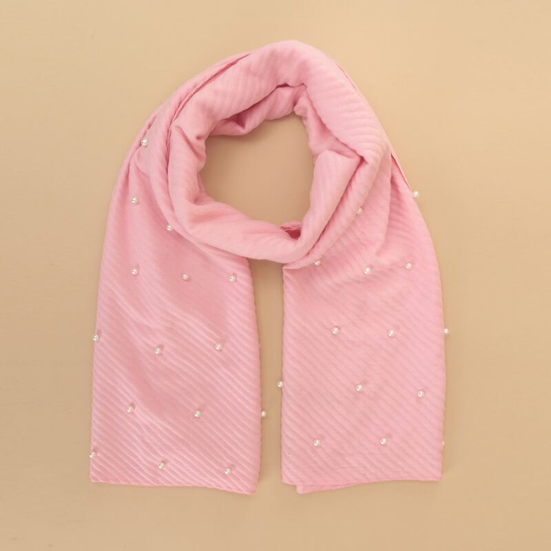 

Faux Pearl Decor Scarf, Pink