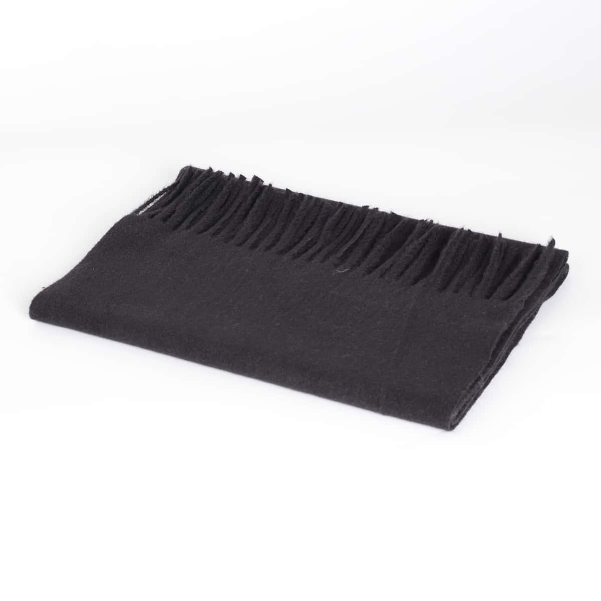 

Solid Fringe Hem Scarf, Black