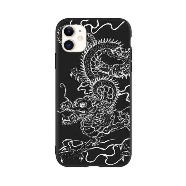 

Chinese Dragon Print iPhone Case, Black and white