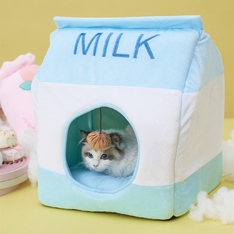 

Milk Box Design Pet Cave Bed, Blue