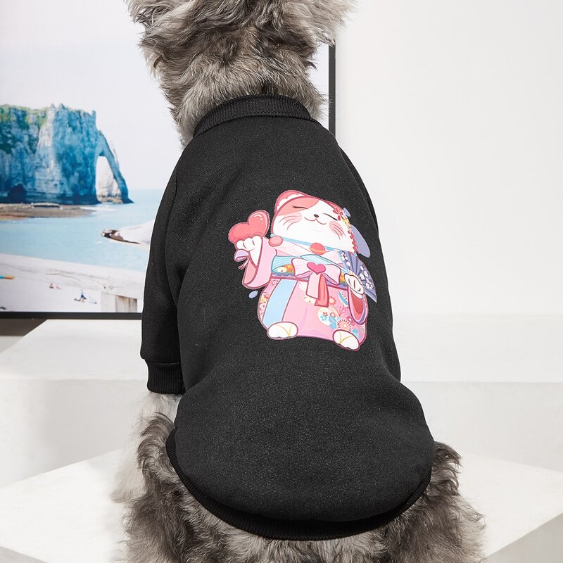 

Cartoon Graphic Pet Sweatshirt, Black