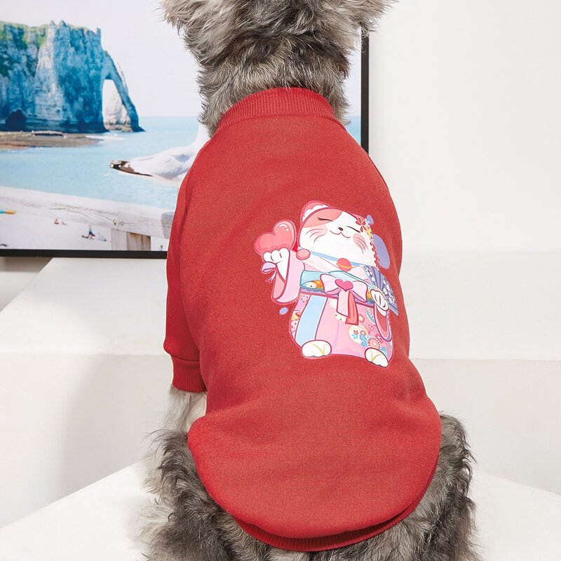 

Cartoon Graphic Pet Sweatshirt, Red