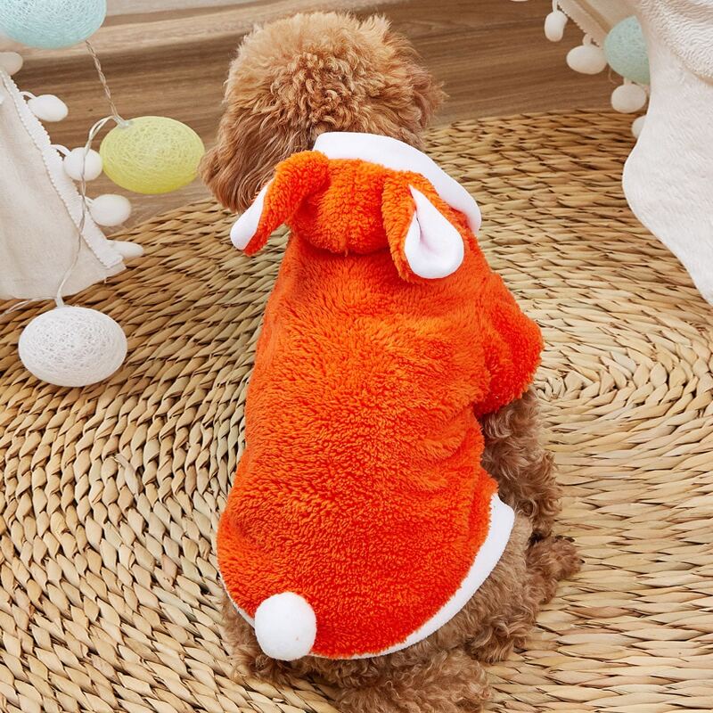 

Rabbit Ear Detail Plush Pet Hoodie, Orange