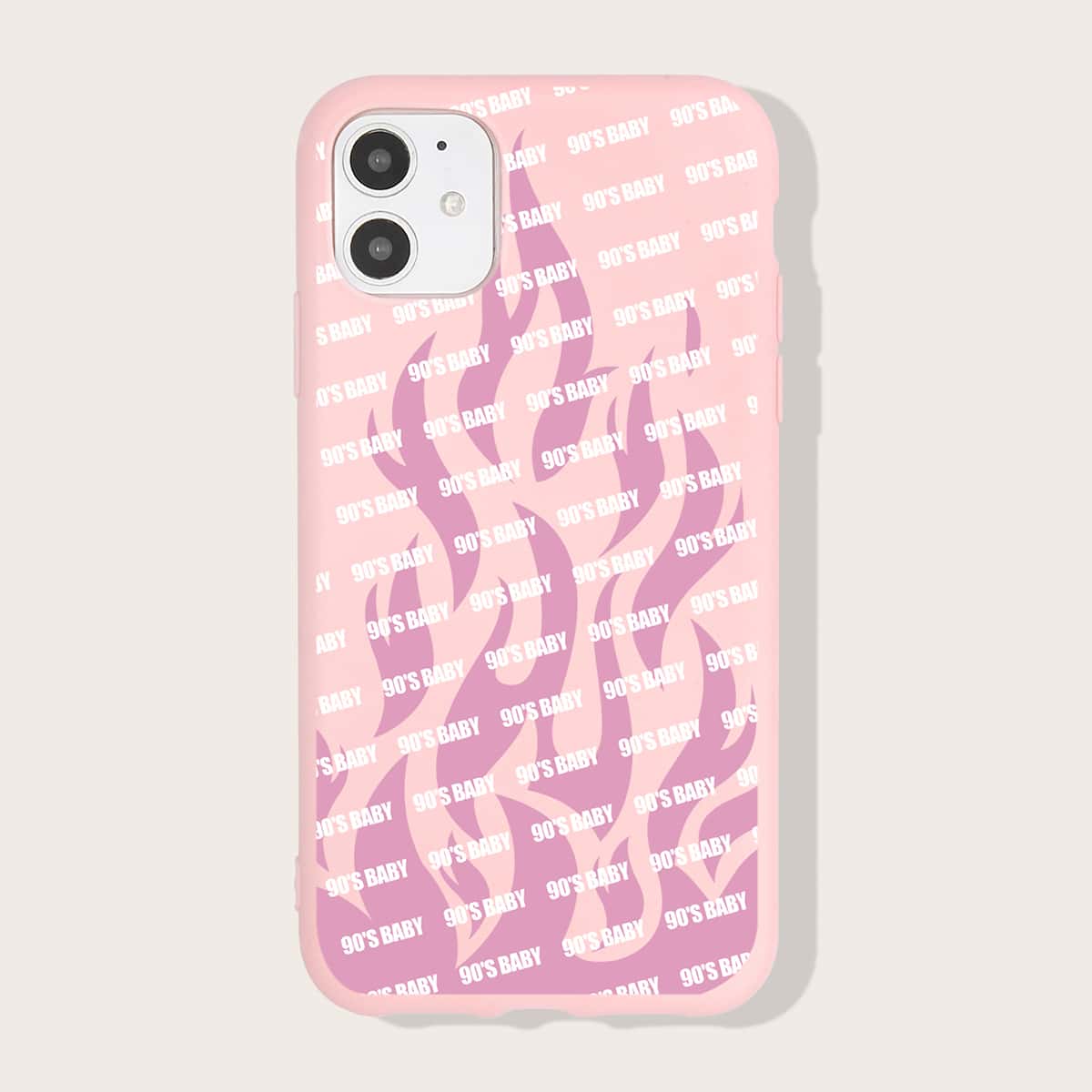

Letter & Flame Print iPhone Case, Pink