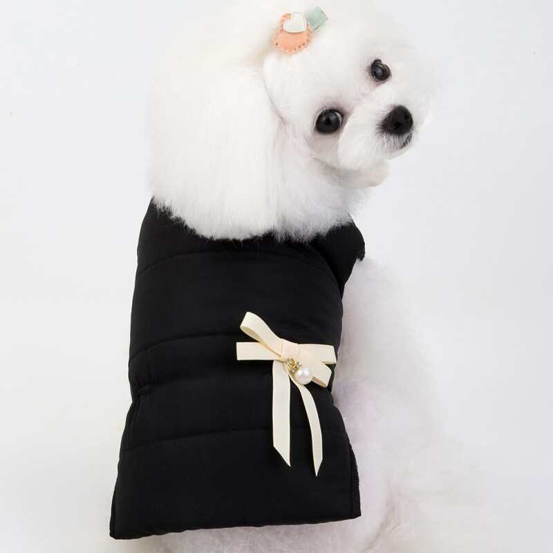 

Bow Decor Pet Coat, Black