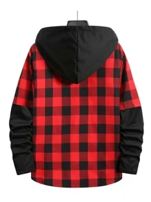 Manfinity Hypemode Men Gingham Drawstring Hooded Shirt - Multicolor - View 2