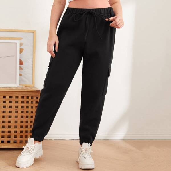 

Plus Flap Pocket Joggers, Black