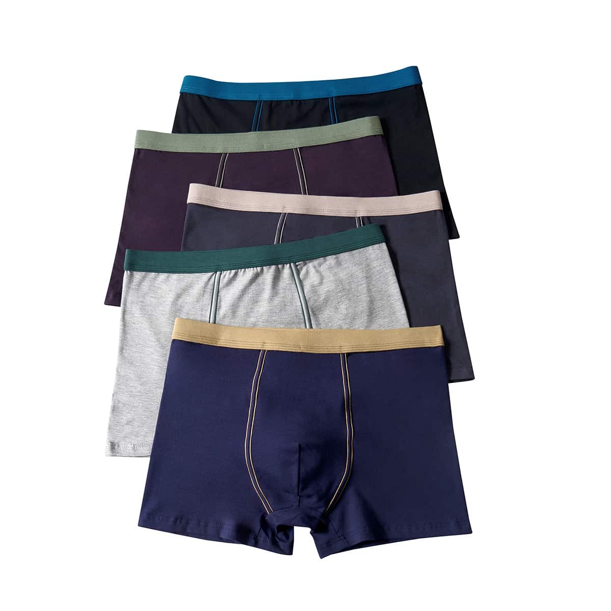 

Guys 5pcs Contrast Panel Boxer Brief, Multicolor