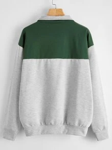 大碼老鷹和字母圖案半拉鏈運動衫 - 彩色 - 查看 2