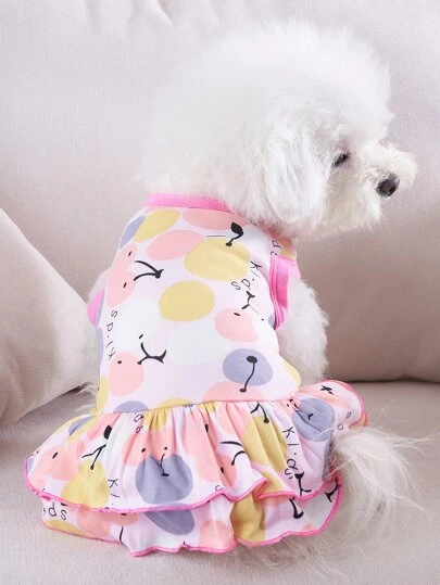 Vestido para mascota con estampado de cereza - Suministros para mascotas