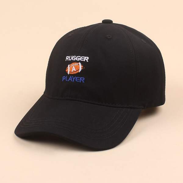 

Letter Embroidery Baseball Cap, Black