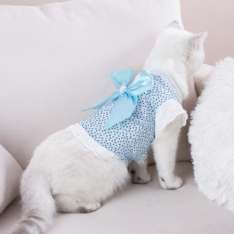 

Flower Print Pet Tee, Blue