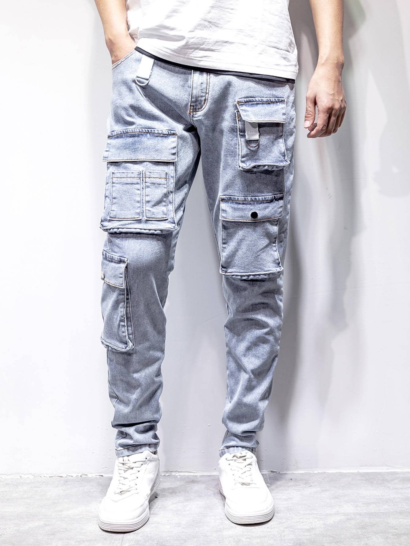 Manfinity Men Flap Pocket Jeans - Light Wash - View 1