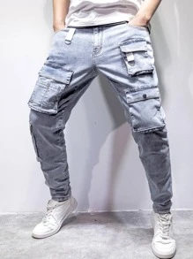 Manfinity Men Flap Pocket Jeans - Light Wash - View 5