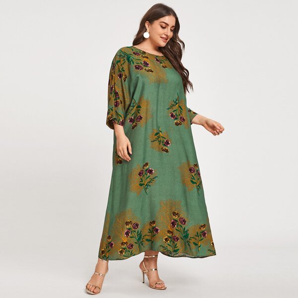 

Plus Floral Tunic Dress, Green