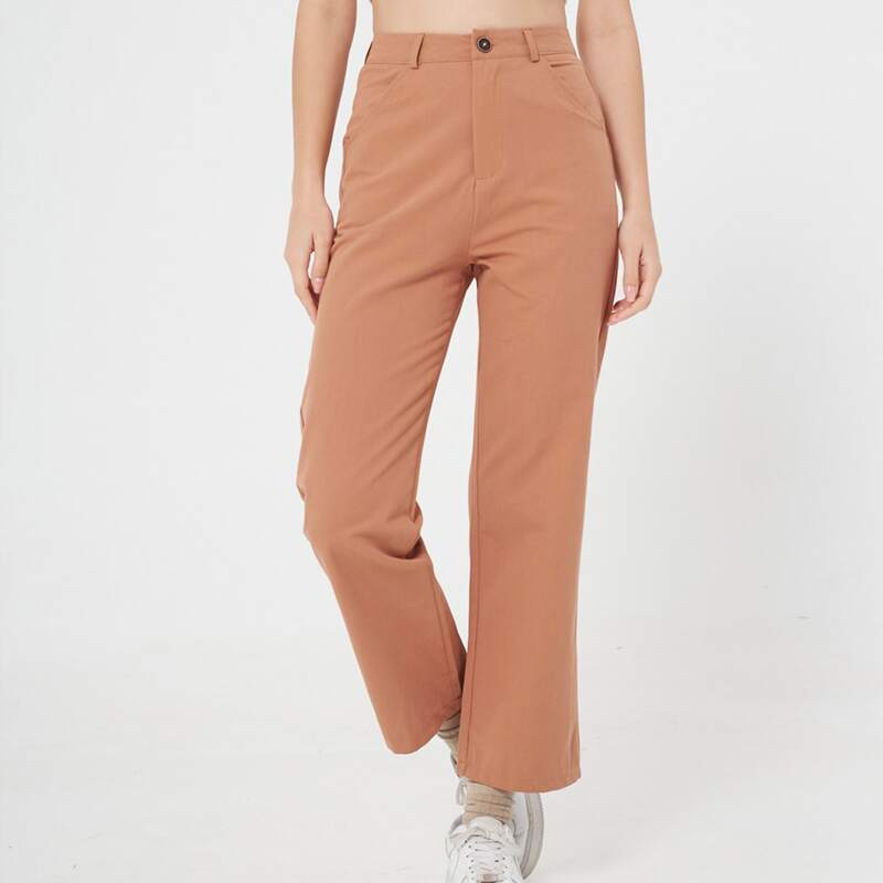 

Solid Straight Leg Pants, Orange