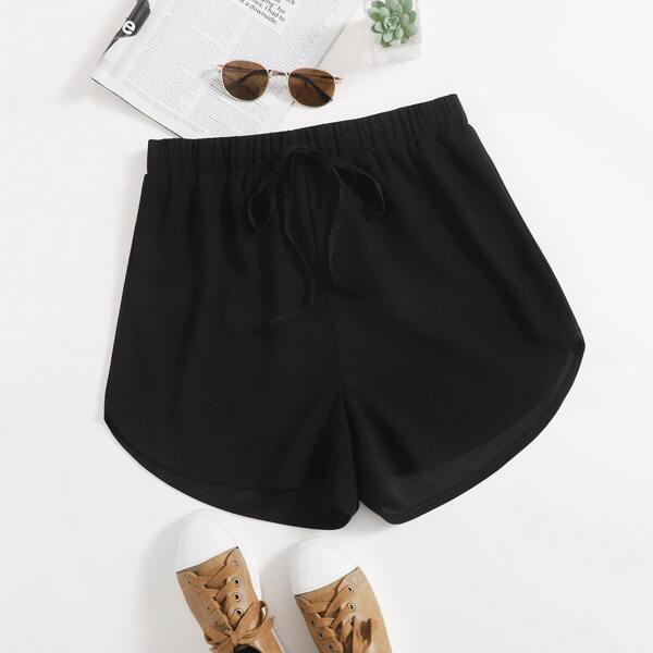 

Plus Drawstring Waist Track Shorts, Black