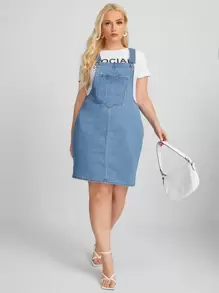 Vestido mezclilla overol con bolsillo - Lavado ligero - Ver 1