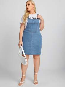 Vestido mezclilla overol con bolsillo - Lavado ligero - Ver 3