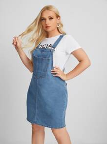 Vestido mezclilla overol con bolsillo - Lavado ligero - Ver 4