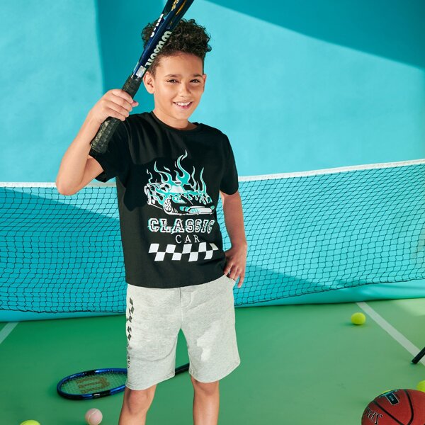 

Boys Car Print Tee & Pocket Track Shorts Set, Multicolor