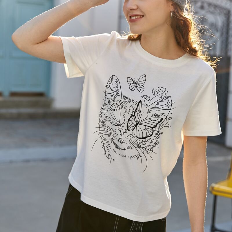 

Butterfly Print Tee, White