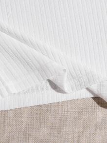 SHEIN EZwear 大碼素色羅紋針織背心上衣 - 白色 - 查看 4