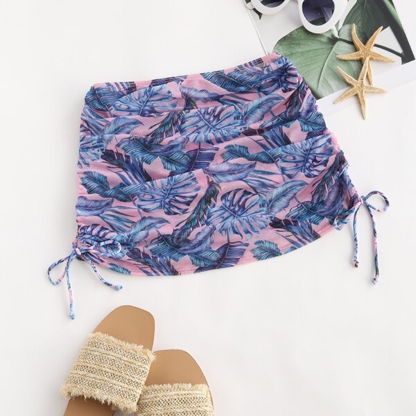 

Tropical Drawstring Side Cover Up Skirt, Multicolor